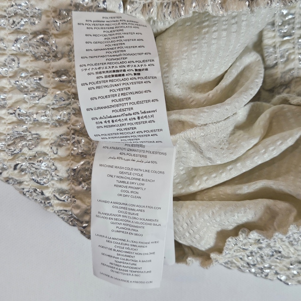 Michael Kors Top Womens Medium‎ Silver Glitter Paisley Short Sleeve Pullover - Picture 8 of 8
